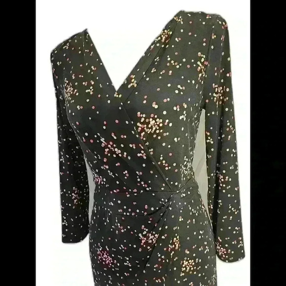 Ann Taylor size 0 black and polka dot wrap dress - Picture 3 of 4